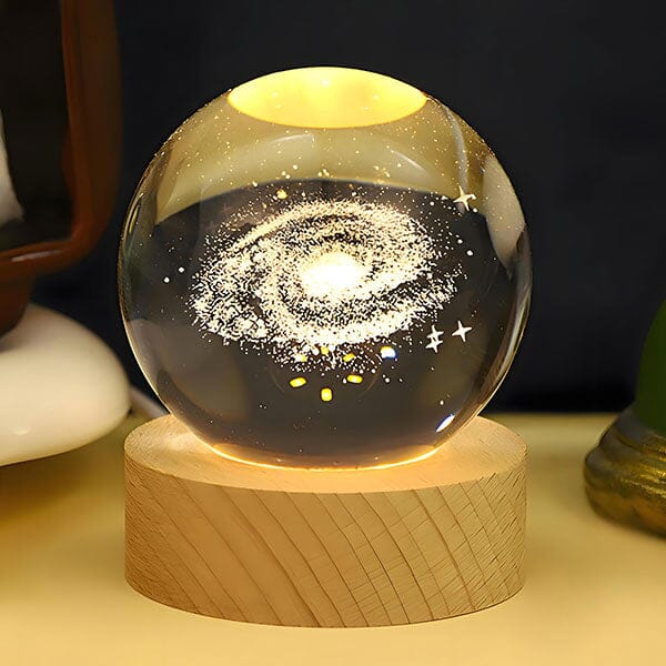 Starry Night - Celestia Glow LED Crystal Ball - Wooden Base