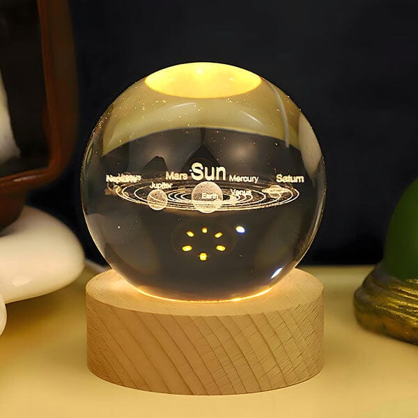 Starry Night - Celestia Glow LED Crystal Ball - Wooden Base