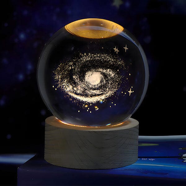 Starry Night - Celestia Glow LED Crystal Ball - Wooden Base