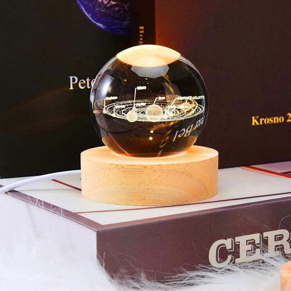 Starry Night - Celestia Glow LED Crystal Ball - Wooden Base