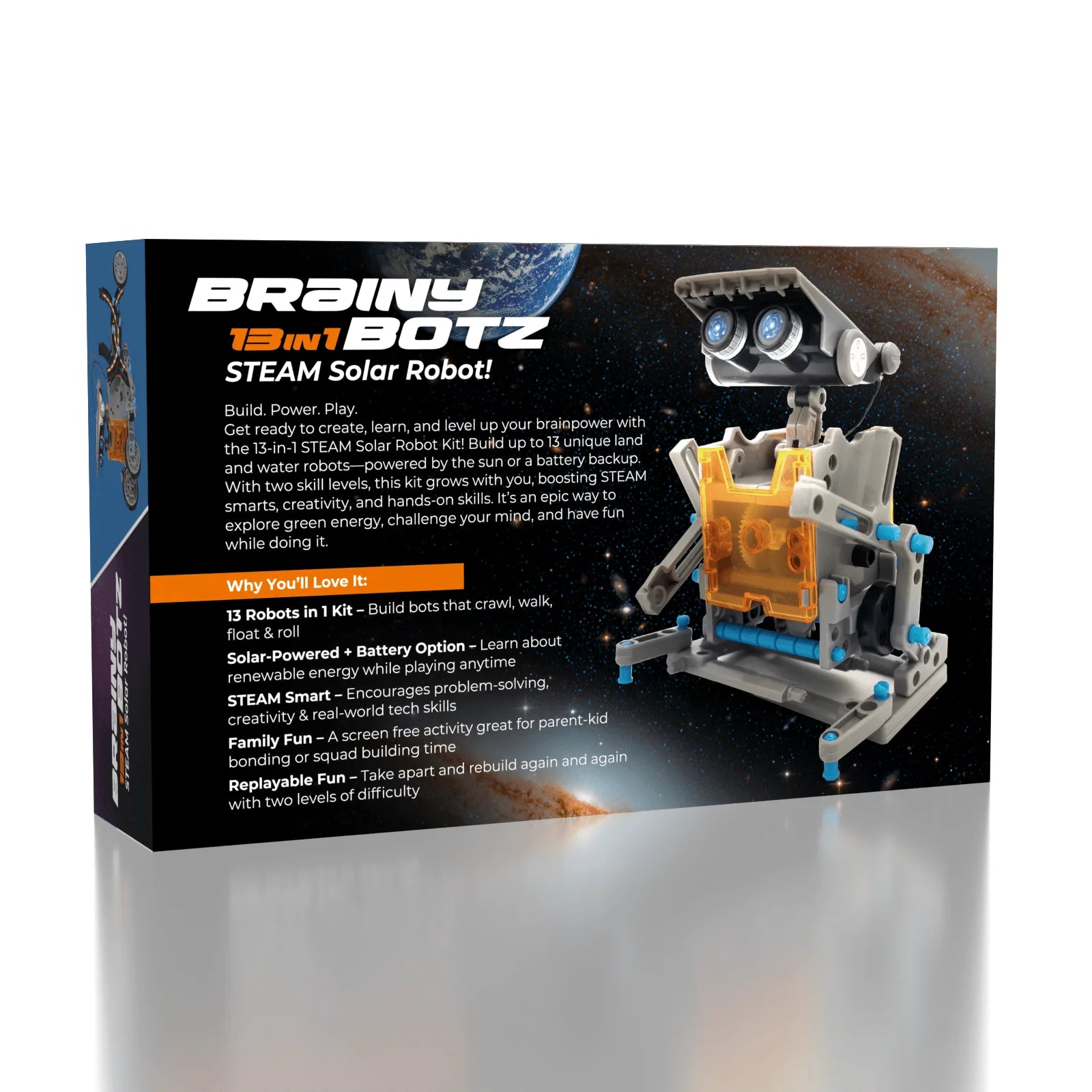 STEAM - BrainyBotz - 13 in 1 DIY Solar-Powered Smart Robot - STEM Building + Robotics Programming Kit - 190pc
