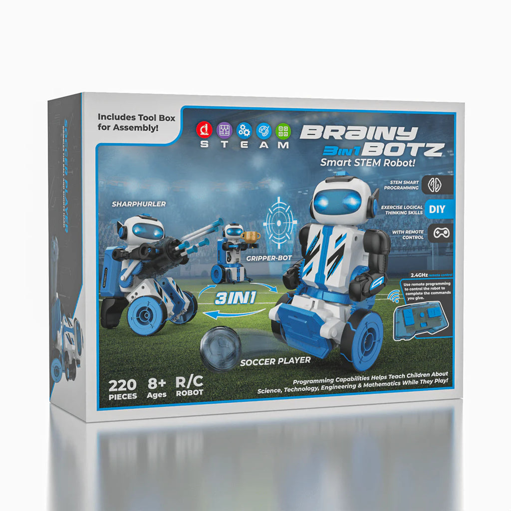 STEAM - BrainyBotz - 3 in 1 DIY Smart Robot - STEM Building + Robotics Programming Kit - 220pc