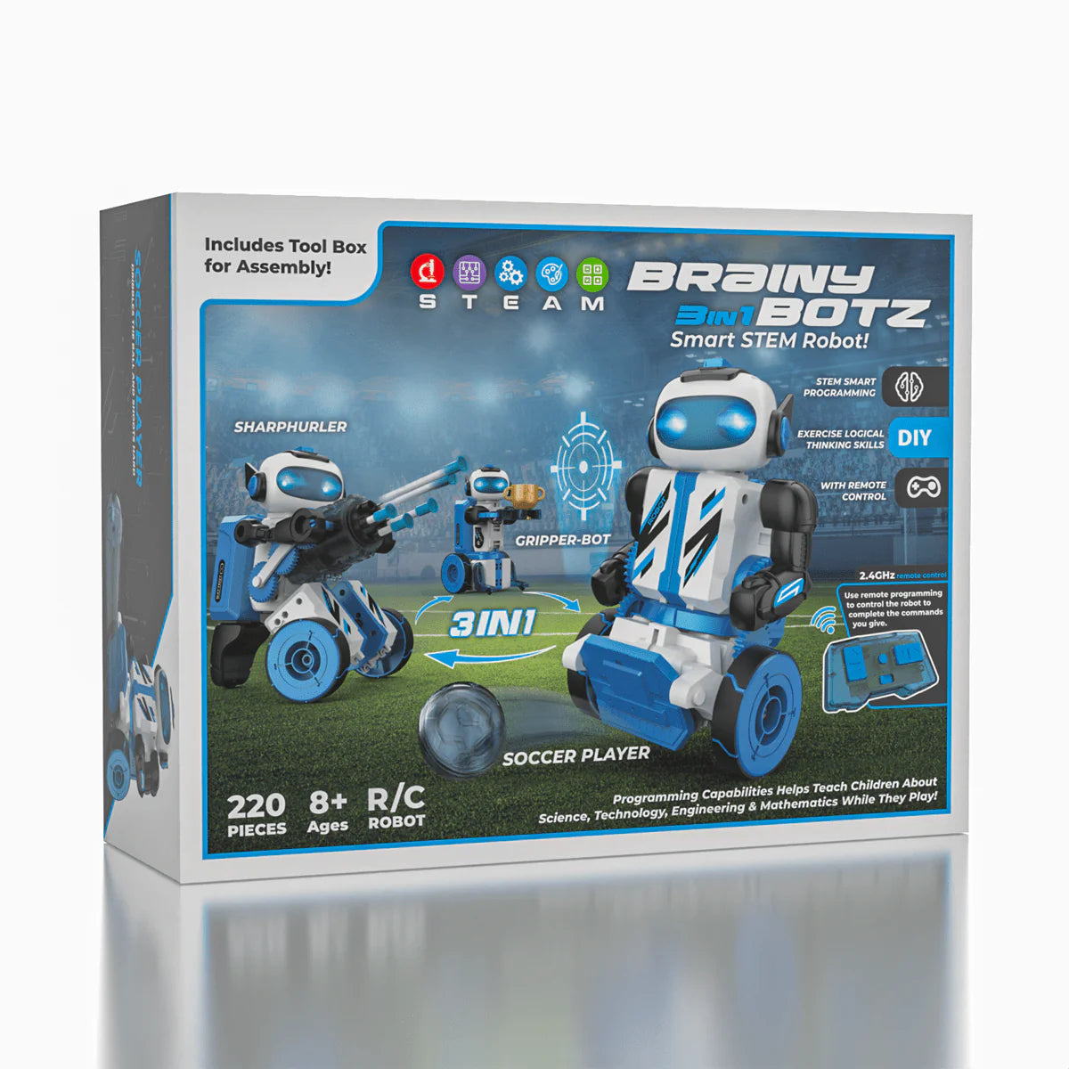 STEAM - BrainyBotz - 3 in 1 DIY Smart Robot - STEM Building + Robotics Programming Kit - 220pc