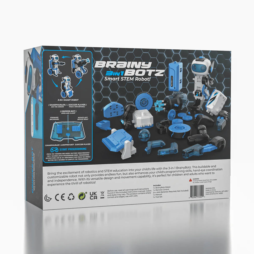 STEAM - BrainyBotz - 3 in 1 DIY Smart Robot - STEM Building + Robotics Programming Kit - 220pc
