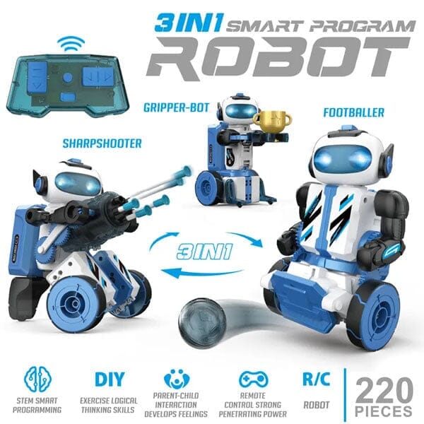 STEAM - BrainyBotz - 3 in 1 DIY Smart Robot - STEM Building + Robotics Programming Kit - 220pc