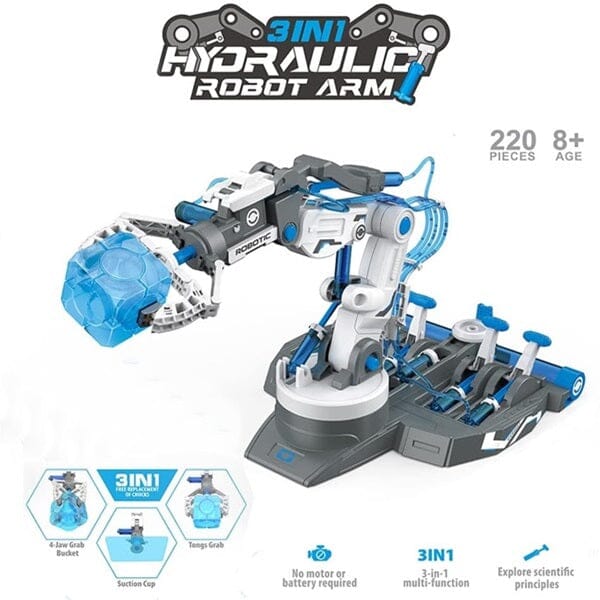 STEAM - Hydro Mech Master - 3 in 1 Hydraulic Mechanical Arm - STEM Building + Robotics Programming Kit - 220 Pc