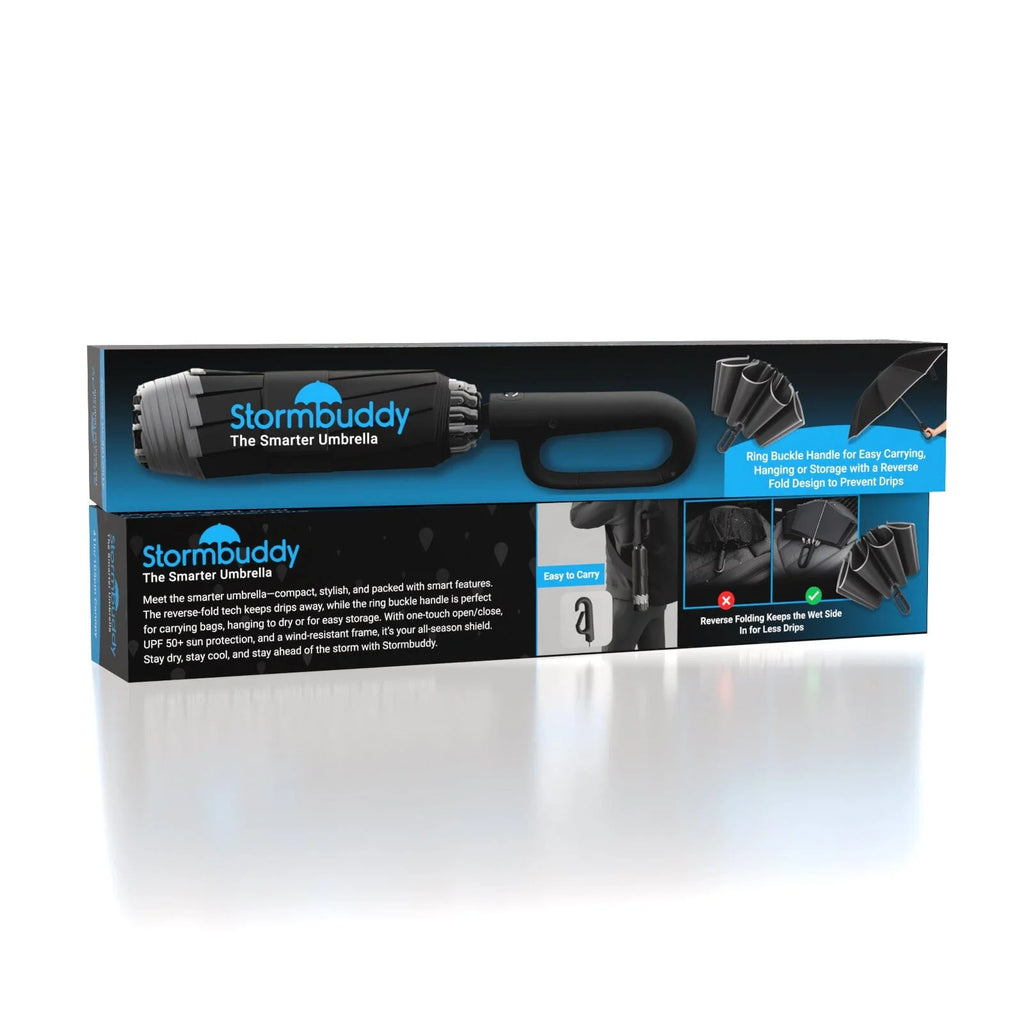 Storm Buddy - The Smarter Umbrella - Carabiner Handle - Reverse Fold - UPF 50 Protection