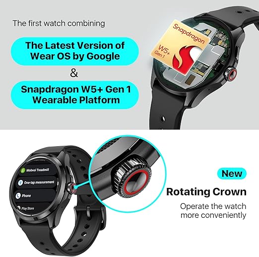 Ticwatch Pro 5 - Best Smartwatch 2024 - Snapdragon W5+ Gen 1 - 45 Day Battery